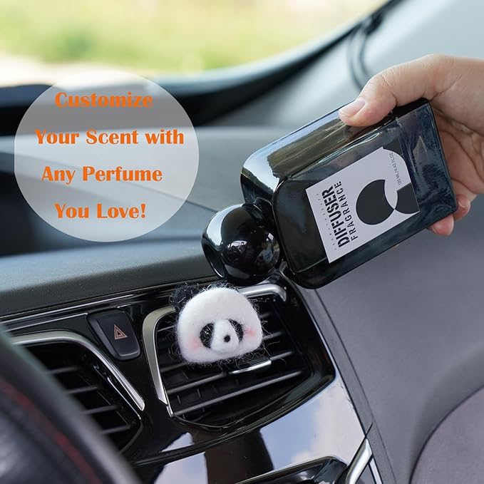 Wonhibo Panda Bear & Bunny Car Air Freshener Vent Clip, 2 Pack Cute Soft Stuffed Animal Vent Decor Car Accessories for Women