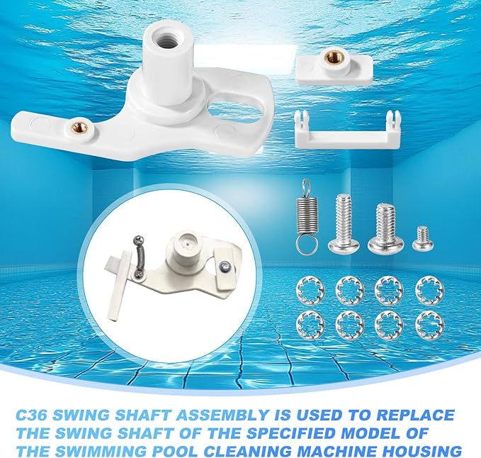 Pool Cleaner Idler Wheel Replacement Kit Part for Polaris 280 180, ABS Metal White Ball Bearing with Tire C16 C36 Swing Shaft Components C36 Wheel Washer Swing Axis
