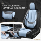 Coverado Seat Covers, Car Seat Covers Front Seats, Leather Seat Covers for Cars, Car Seat Protector Waterproof, Black Car Seat Cushion, Front Carseat Cover Universal Fit for Most Cars Lightblue