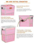 Car Trash Can with Lid, Cute Leakproof Car Trash Garbage Bag Hanging Vehicle Trash Bin Small Portable Automotive Garbage Cans Organizer for Back/Front Seat/Console(Trapezoid,Pink Print)