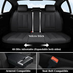 Coverado Car Seat Covers Full Set, Luxury Nappa Leather Seat Cover, Universal Seat Covers for Cars, Front and Back Waterproof Seat Cover Car Seat Protector Fit for Most Cars(Black)