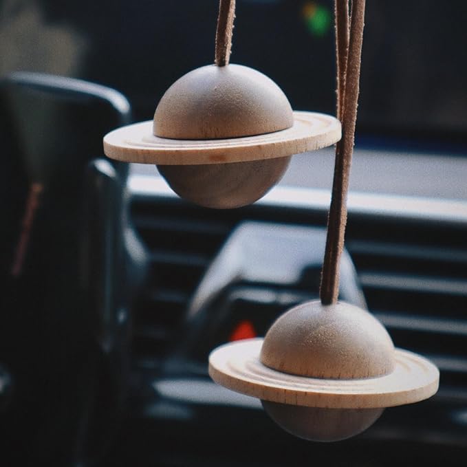 Planet Wood Hanging Car Diffuser - Black Walnut Car Air Freshener & Home Decor Hanging Pendant Ornament, Natural Essential Oil Aromatherapy Diffuser for Car, Home, Office (No Oil Included)
