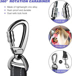 AUBELL Dog Seat Belt for Car,2 Pack Set 3-in-1 Adjustable Reflective Bungee Heavy Duty Dog Car Harness Tether with Clip Hook Latch & Buckle,Swivel Zinc Alloy Carabiner,Black+Black