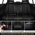 CAPITAUTO Seat Covers, Car Seat Covers Full Set, Black Car Seat Cover, Car Seat Covers Front Seats Back Seat Cover, Waterproof Faux Leather Seat Covers Fit for Most Cars Trucks SUV (Black)