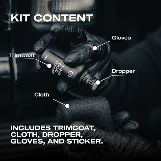 Nasiol TrimCoat Hydrophobic Ceramic Coating Kit – Plastic Trim Restorer for Cars, Restores Faded Trim to Original Color, Up to 2 Years Durability, Ultimate UV Protection, Easy Application – 1.01 oz