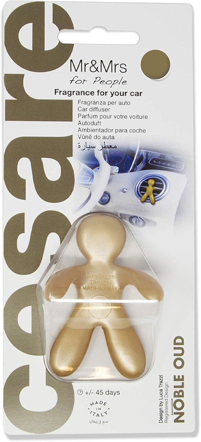 Cesare Car Air Freshener Noble Oud Fragrance Gold Long Lasting 45 Days Air Vent Clip Uses Alcohol-Free Fragrance Oil Non-Toxic EVA Material
