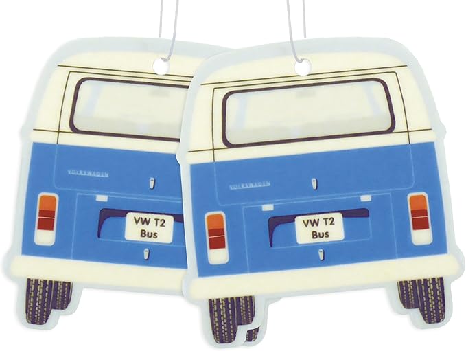 BRISA VW Collection Volkswagen Air Freshener, Room Freshener, Deodorizer for Cars T2 Bus Campervan Motif (Set of 2) (Blue/Sport Fresh)