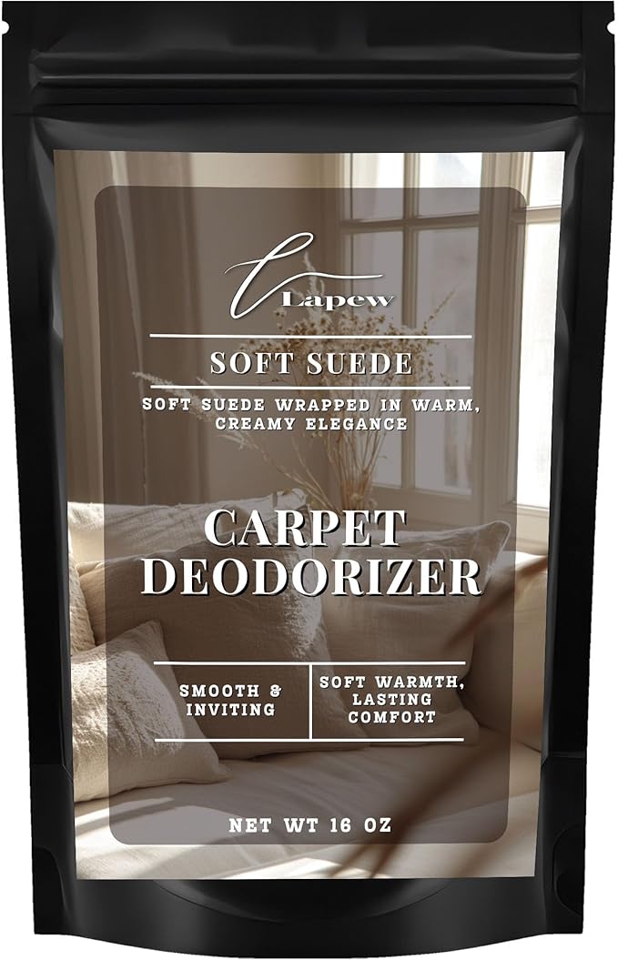 Lapew Soft Suede Carpet Deodorizer Powder - Pet Safe Freshener for Vacuuming | Scented Odor Eliminator for Home | 16 oz
