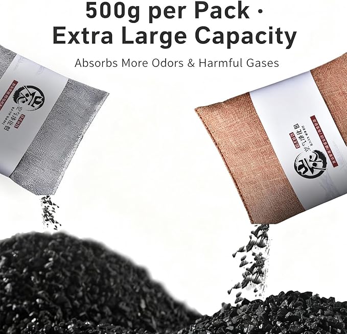 500g Activated Charcoal Air Purifying Bag, Natural Odor Absorber,Natural Smell Deodorizer, Car Air Freshener Bag, Car Air Odor Remover Absorbers for Car, Home, Bedroom, Closet (Off White,1 Pcs)