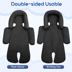 Newborn Car Seat Head Support with 3 Shoulder Covers Set, 2-in-1 Reversible Infant Car Seat Insert, Thickened Car Seat Cushion for Baby, Carseat Head Support for Preemie to Infant