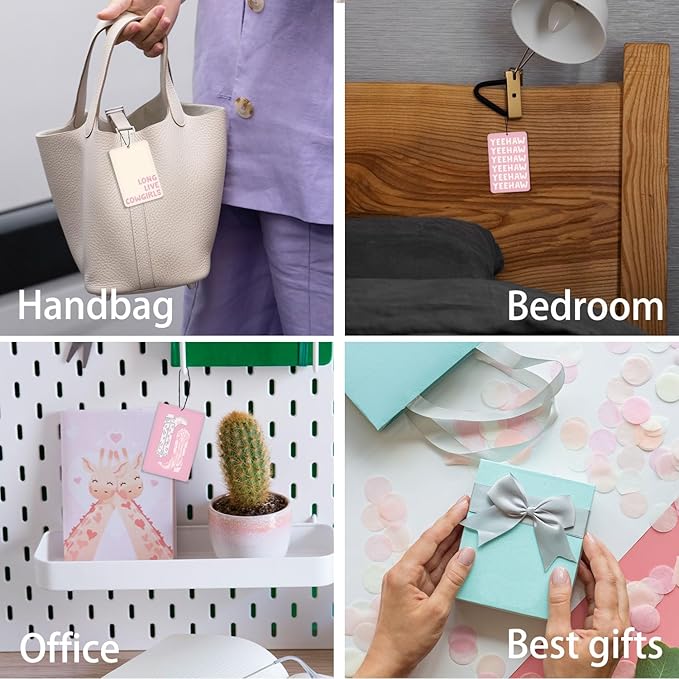 Preppy Pink Western Cowgirl Lavender Car Air Freshener 4 Pcs, Girly Floral Cowgirl Boots Air Freshener Hanging Decor for Cars Closet Drawer Books, Cute Areadeodorizer Gifts for Women Girls