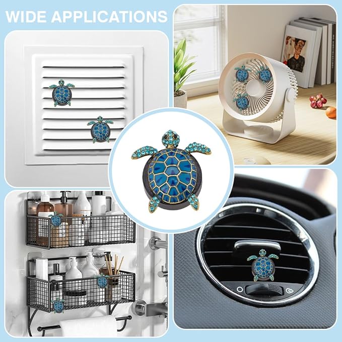 4 Sets Sea Turtle Air Vent Clips Blue Turtle Air Fresheners 32x33.5x46mm Ocean Theme Car Decoration Accessory Refillable Outlet Diffuser for Men Women Car Interior Decoration Gifts