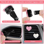 Ouligay 4Pcs Car Air Vent Clip Bling Car Air Freshener Outlet Clip Crystal Heart Shape Decorative for Women
