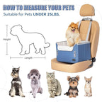 PETSFIT Dog Car Seats for Small Dogs–Patented Safety Buckles–Safety Tether–Foldable Travel Dog Booster Car Seat Reduces Anxiety & Road Trips–Stable Frame, Soft Cushion, Fits Front/Back Seat(Navy Blue)