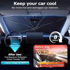 [Upgraded] DooGooCoo Windshield Sun Shade Umbrella - Large, Car Sunshade for Front Windshield [UV Block & Heat Shield], Keep Car Cooler & Protect Interior Sun Shade for car Windshield (61"x35")