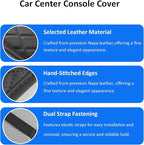 Car Center Console Cover with Storage Bags, Leather Armrest Pad Protector for SUV, Sedan, Truck Interior Accessories (Black)