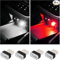 Augeny 4 PCS USB LED Car Interior Atmosphere Lamp, Plug-in USB Decor Night Light, Portable Auto Ambient Lighting Kit, Universal Vehicle Interior Accessories for Most Cars (White & Red)