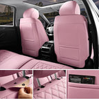 Car Seat Covers Front Seats Pink, Luxury Faux Leather Car Seat Covers Waterproof Non-Slip Seat Protector Universal Fit for Most Cars SUVs Trucks Pick-ups, Cute Pink Car Accessories for Women