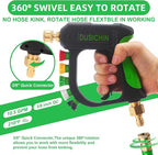 DUSICHIN Short Pressure Washer Gun Car Wash Foam Gun 1/4" Quick Connector, Power Washer Wand Sprayer Foam Green Handle with 3/8" Quick Connect, M22-14 mm and M22-15 mm Fitting,5 Nozzles DUS2701