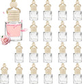 20 Pcs Car Diffuser Bottle Set with Wooden Caps,Dropper and Funnel, Empty Glass Car Air Freshener Bottle Bulk Hanging Essential Oil Fragrance Pendants for Car Decor，Can DIY Car Air Freshners Diffuser