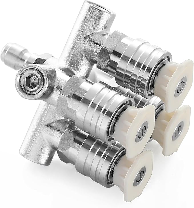 Quadruple Pressure Washer Tips, 4 in 1 Power Washer Nozzle, 4 Nozzle for Pressure Washing with 16PCS Power Washer Spray Nozzles (0, 15, 25, 40 Degree), 1/4 Inch Quick Connect, 5000 PSI