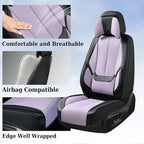 Coverado Universal Seat Covers Front, 2-Pack Universal Seat Covers for Cars, Waterproof Nappa Leather Car Seat Covers with Head Pillow, Auto Protectors Fit for Most Sedans SUV Truck-Black&Purple