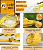 98ft Household Car Wash Water Gun, Garden Hose, Car Wash Hose Kit with Extended Reach Pole Gun, 3 Quick-Connect Fittings & Foam Sprayer Bottles for Outdoor Cleaning, Lawn Care, and Vehicle Washing