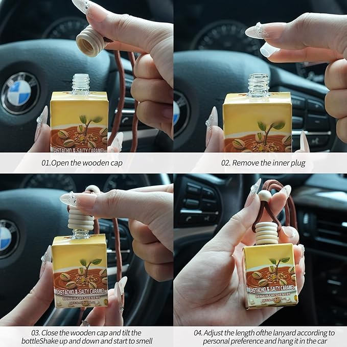 Car Air Freshener Diffuser, Car Fresheners Long Lasting, Hanging Car Scents Air Freshener, Essential Oil Diffuser, Vanilla Cream Fragrance Oil, 8ml*2pcs