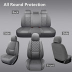 Full Coverage Leather Car Seat Covers Full Set,Waterproof Seat Covers for Cars,SUVs Trucks, Car Seat Cushion,Car Seat Protector with 5 Seats (Grey, Full Set(Front and Rear-5 Seats))