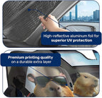 GENANY Capybara Family Windshield Sun Shade for Car SUV Truck (55x30 Inches), Sun Shade Windshield, Shades for Front Windows, Xmas Auto Gift, Spring Car Decor