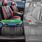 Fit Legacy Car Seat Covers for Subaru Legacy 2008-2023 2024 2025 2026 -Upgraded Premium Waterproof & Breathable Leather,Airbag Compatible,All-Weather Seat Cushion Protector,2 Front/Black-Red