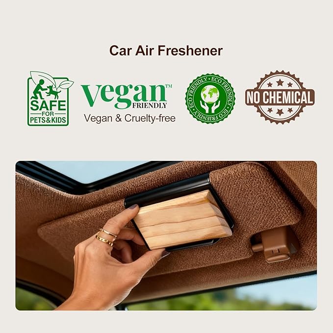 Car Air Freshener - Wood Air Freshener-Teak Amber Cabana Variety Scent Refill - Long Lasting Natural Car Fresheners - Clip Included