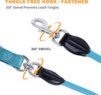 6FT Heavy Duty Dog Leash for Small Medium Large Dogs, Tangle Free Reflective Dog Training Leash with Double Handle, Seat Belt Buckle & Poop Bag Holder (Blue)