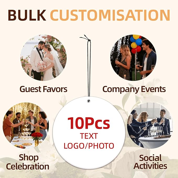 10-1000PCS Customize Photo Car Air Freshener with Logo, Personalized Air Freshener with Pictures, Custom Business Logo Items, Custom Gift for Car Dealerships, Customer Loyalty Gifts