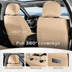 Coverado Front Car Seat Covers, Faux Leather Oil-Resistant Non-Slip Cushions, Universal Fit for Sedans, Pickups, SUVs, Waterproof Seat Covers, Car Seat Protectors – Beige
