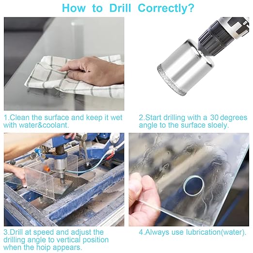 12 Pcs Diamond Drill Bits for Ceramic, Diamond Hole Saw Drill Bit Set Kit, Premium Glass Drill Bit for Bottles, Pots, Marble, Granite Stone, Tile Cutting 0.16 Inch - 1.18 Inch（4 mm - 30 mm） YLYL
