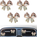 4 Pcs Bling Diamond Crystal Bow Vent Clips Car Interior Air Fresheners Automotive Rhinestone Decoration Adapt for Women and Girl (Pink)