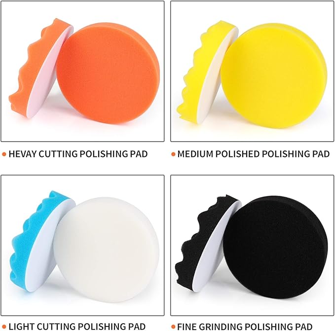 5 Inch(125 mm) Drill Polishing Pads 11 Pcs Car Polishers and Buffers Compound Buffing Kits Drill Attactment for Auto Polisher,Sanding,Waxing