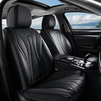 Coverado Front Seat Covers, 2 PCS Leather Seat Cover, Black Seat Cover for Cars, Waterproof Car Seat Cover, Car Seat Protector, Driver Seat Covers Seat Cushion Universal Fit for Most Vehicles (Black)