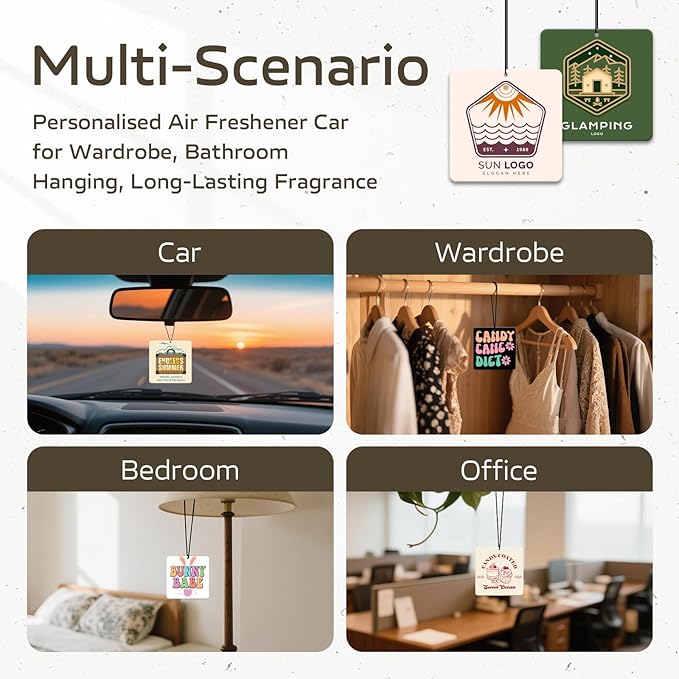 HINFKA 10-1000 Pcs Custom Air Fresheners with Picture – Personalized Double-Sided Car Freshener with Logo or Photo, Bulk Customized Gifts for Business Events and Branding (A02-Square)