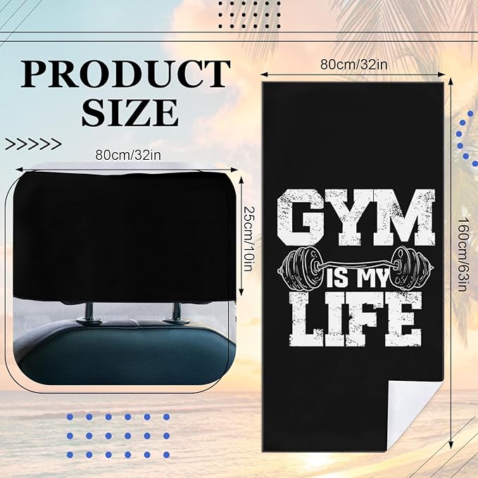 1 Pack Car Towel Seat Covers with Storage Bag, Multifunctional Towel for Gym Outdoor Sport, Picnic, Beach, Pet Dog Travel,Non-Slip Washable Car Seat Protector (Gym is Life)