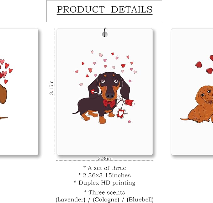 Mancheng-zi Dachshund Gifts Car Air Freshener 3Pcs, Dachshund Weiner Dog Doxie Gifts Air Freshener Hanging for Cars Closet Drawer or Books, Cute Dog Car Accessories Mirror Decor for Women