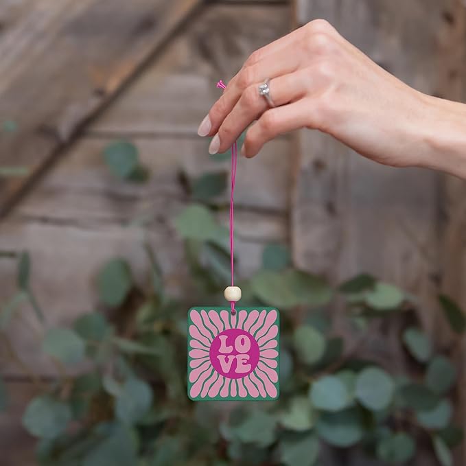 Studio Oh! Car Air Fresheners - Pack of 2 Scented Hanging Car Odor Eliminator - Unique Design with Decorative Bead - Blooming Love
