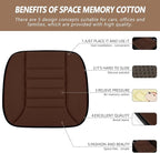 MYFAMIREA Car Seat Cushion Pad 1.2" Thick Comfort Protector for Car Driver Seat Office Chair Home Use Memory Foam Cushion with Non Slip Bottom, 20'' x 18.5'', Coffee