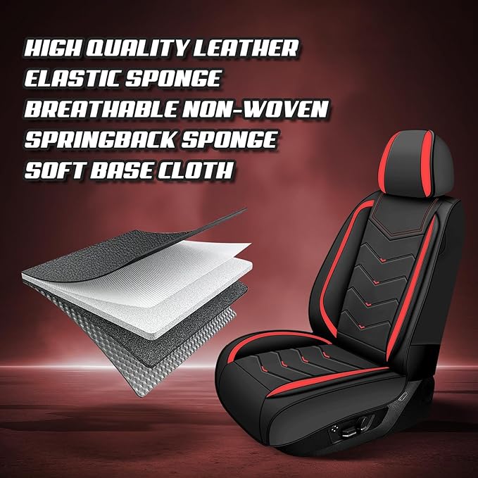 Car Seat Covers for Jeep Grand Cherokee L 2021-2026, Premium Nappa Leather Car Seat Cover, Stylish Sport Seat Covers， Automobile Seat Cover Sets.(Standard 5 Seats/Black Red)