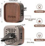 Car Vent Diffuser, Walnut Wood & Zinc Alloy with Magnetic Cover, Refillable Car Air Freshener with 2 Refill Pads (No Essential Oils)