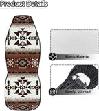 ELEQIN Car Seat Covers Two Front Only for Car, Brown Aztec Geometric Automotive Interior Covers, Quick Setup Universal Fit Seat Covers for Car, Truck, SUV