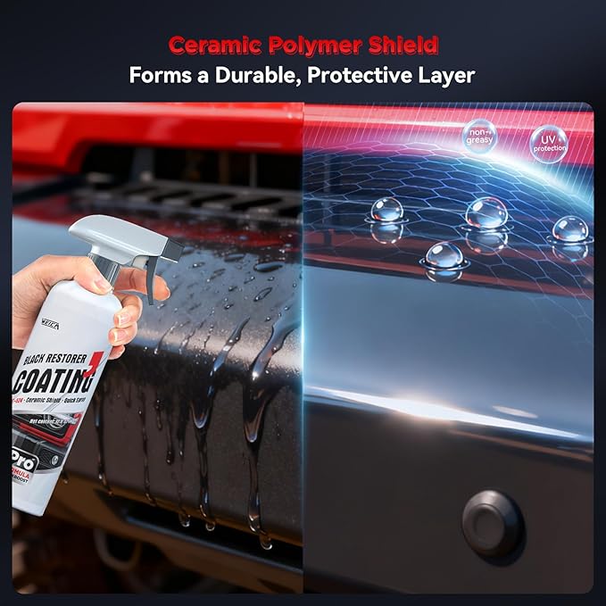 Black Restorer Trim Coating Spray - Advanced Ceramic Protection for Plastic, Rubber, Vinyl on Cars, Trucks, SUVs | Quick Spray, UV Shield, Restores & Protects, 16.9 fl oz