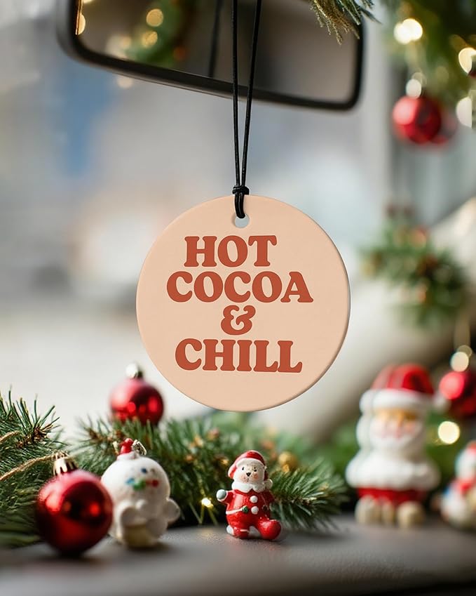 Boho Christmas Car Air Freshener 4 Pcs, Merry and Bright Xmas Santa Claus Hanging Air Freshener for Cars Closet Drawer Books, Retro Christmas Car Accessories Mirror Decor for Women