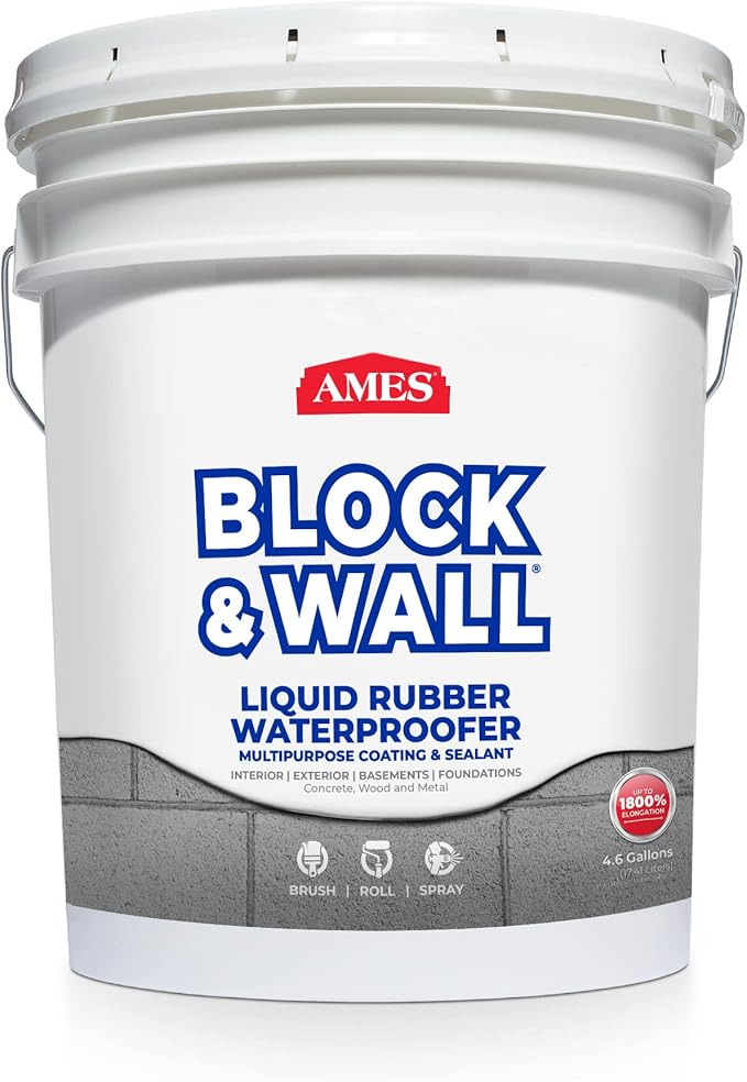 AMES Block & Wall | High Strength Elastomeric Liquid Rubber, 5 Gallon White